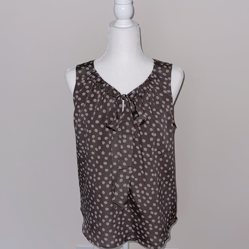 Loft Tie-neck Dots Pattern Blouse | Medium